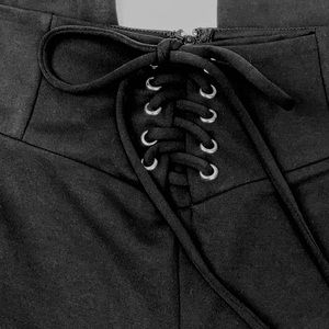 Front Faux Lace Up Leggings, back zip, high waist